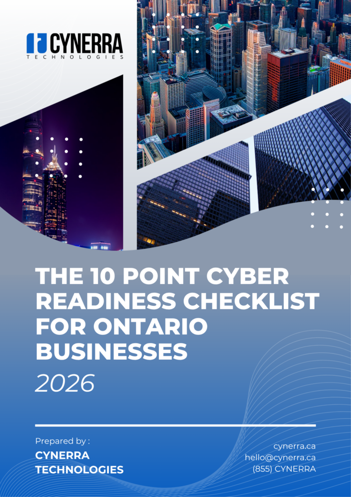 Cover of The 10 Point Cyber Readiness Checklist for Ontario Businesses 2026 by Cynerra Technologies